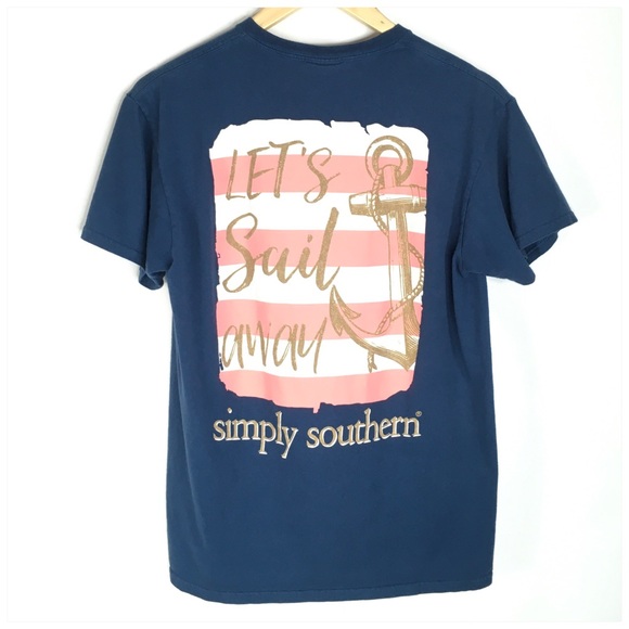 Simply Southern Tops - Simply Southern Let’s Sail Away Blue T-Shirt